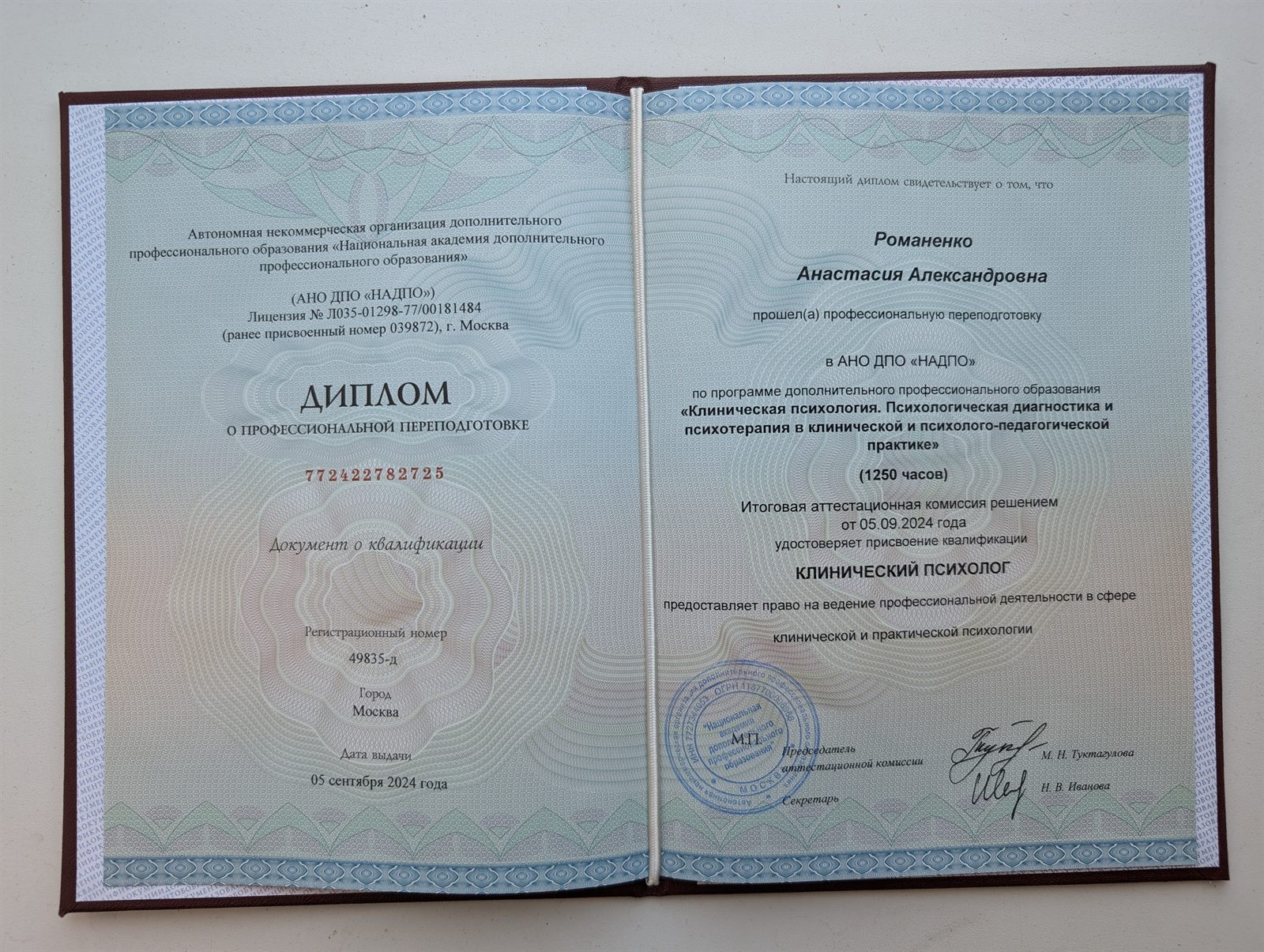 Диплом по клинической психологии